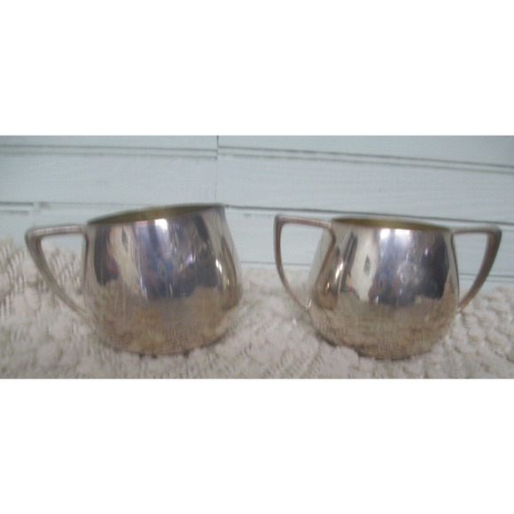 Empire Craft Quadruple Silver Plate Creamer Sugar Mid Century Modern - Picture 1 of 4
